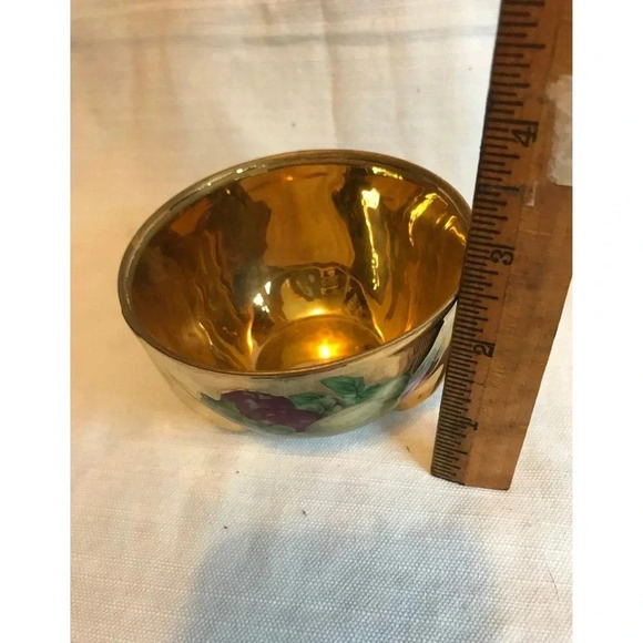 Vintage Made in Japan Hand Fruity Painting Teacup No Plate Golden Art Decor - Picture 4 of 8